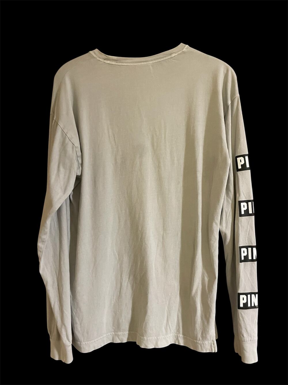 Victoria’s Secret Pink Long Sleeve Pocket T-Shirt Gray Blue Small